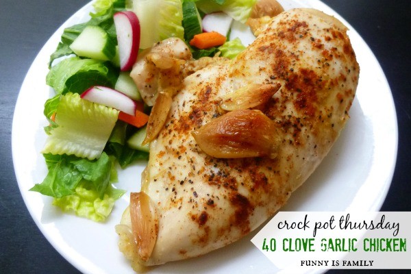 This Crockpot 40 Clove Garlic Chicken is an amazing dinner recipe your whole family will love. Low carb and healthy, you can't go wrong with this chicken meal!