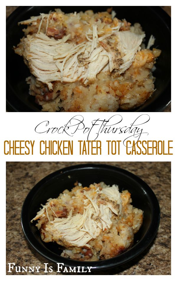 My kids went crazy for this quick and easy Crockpot Cheesy Chicken Tater Tot Casserole recipe!