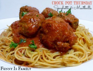 This Crockpot Spaghetti and Meatballs recipe is a family favorite! It's an easy dinner idea that is perfect for company or for a quick weeknight dish!