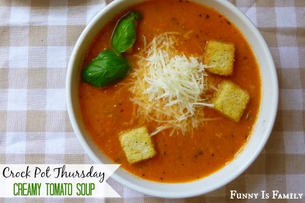 This Creamy Crockpot Tomato Soup tastes fancy, looks beautiful, and is a light lunch or dinner recipe!