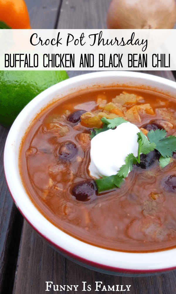 This Crockpot Buffalo Chicken and Black Bean Chili is a delicious and healthy dinner idea you're going to LOVE. The flavor is out of this world, and since it's chock full of healthy chicken, black beans, and vegetables, there will be no guilt when you go back for seconds or thirds. Add this slow cooker soup to your healthy recipe collection today!