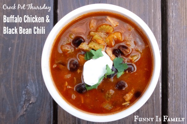 This Crockpot Buffalo Chicken and Black Bean Chili is a delicious and healthy dinner idea you're going to LOVE. The flavor is out of this world, and since it's chock full of healthy chicken, black beans, and vegetables, there will be no guilt when you go back for seconds or thirds. Add this slow cooker soup to your healthy recipe collection today!