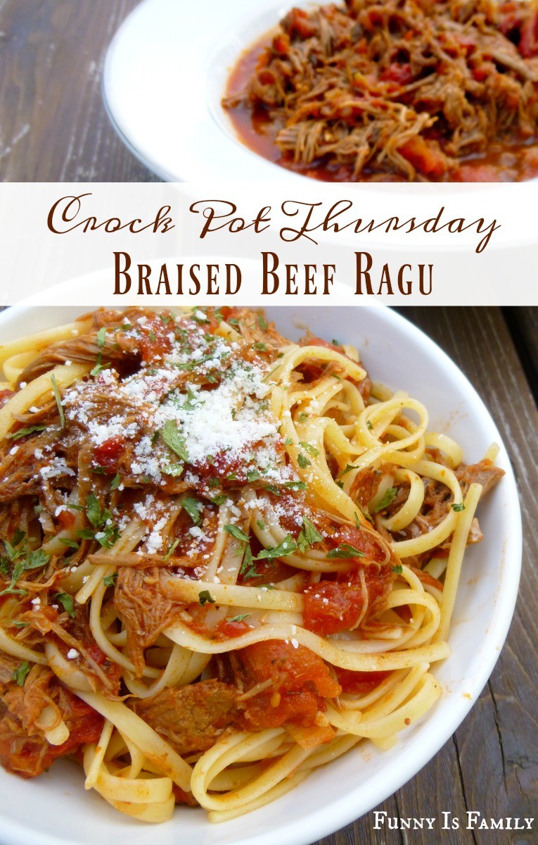 Crockpot Braised Beef Ragu that is an easy menu idea perfect for a dinner party or just a simple and delicious family-friendly meal! If you have a slow cooker and a beef roast, you can make this!