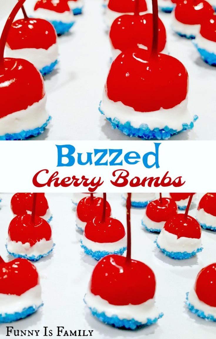 These Buzzed Cherry Bombs are perfect for Memorial Day or the 4th of July and only contain four ingredients!