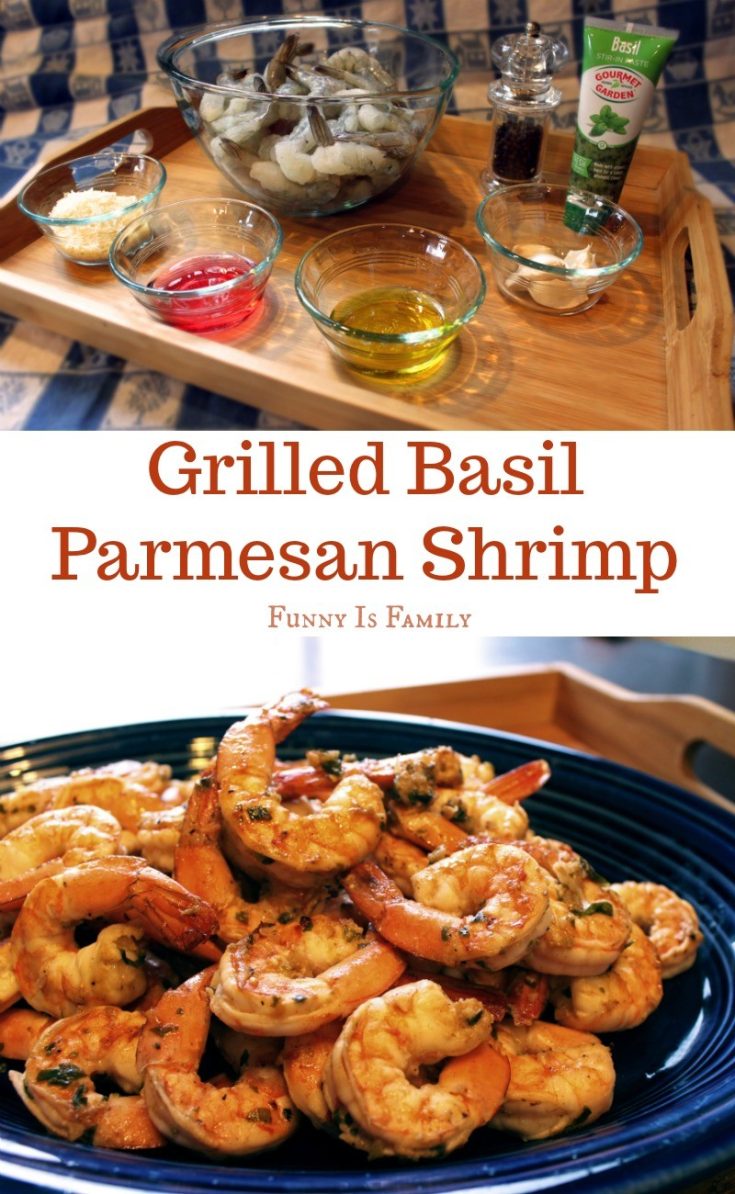 This Grilled Basil Parmesan Shrimp recipe is a quick and delicious meal to serve guests, is great at a BBQ, and makes a super-easy, throw together appetizer!