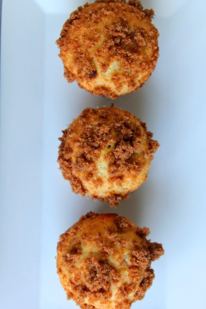 Moist coffee cake muffins with crumbly streusel topping is the perfect breakfast!